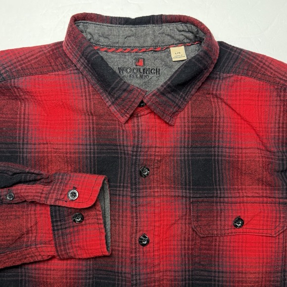 Woolrich Other - Vintage Woolrich Flannel Shirt Men's Large Red Black Plaid Work Pockets Cotton